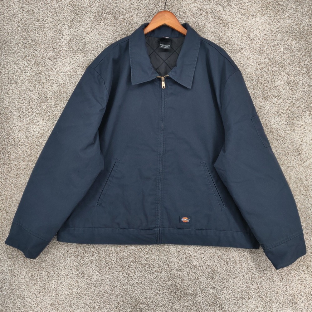 Dickies Eisenhower Jacket Mens Large 3XL Blue Full Zip Quilt Lined Pockets Work